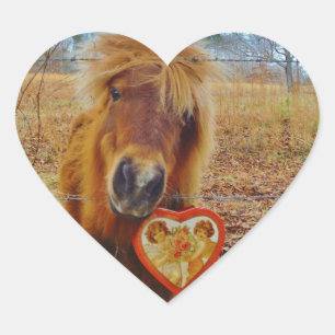 Valentine Heart Miniature brown Horse Heart Sticker