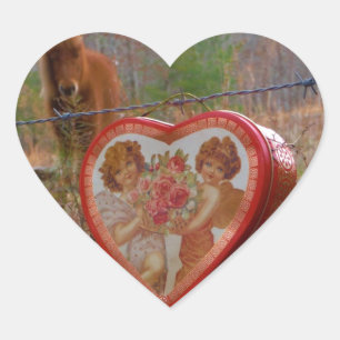 Valentine Heart  Miniature brown Horse Heart Sticker