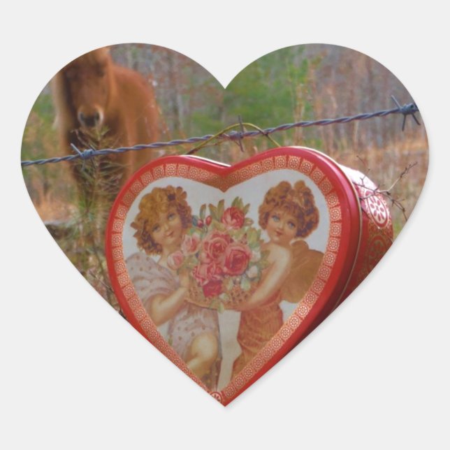 Valentine Heart  Miniature brown Horse Heart Sticker (Front)
