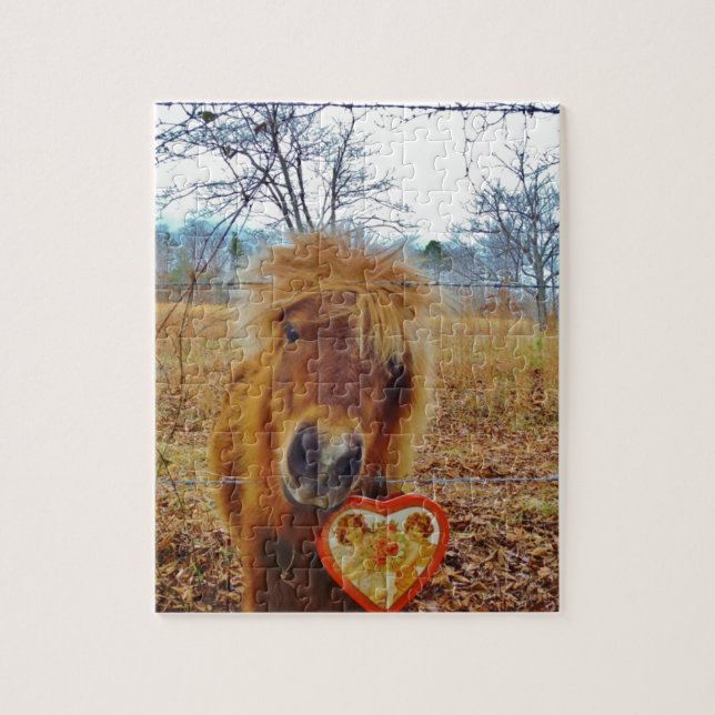 Valentine Heart  Miniature brown Horse Jigsaw Puzzle (Vertical)
