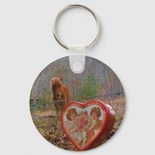 Valentine Heart Miniature brown Horse Key Ring