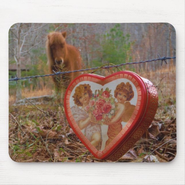 Valentine Heart  Miniature brown Horse Mouse Mat (Front)