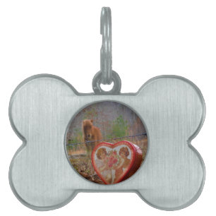 Valentine Heart  Miniature brown Horse Pet ID Tag