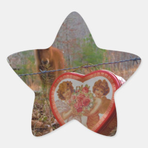 Valentine Heart  Miniature brown Horse Star Sticker