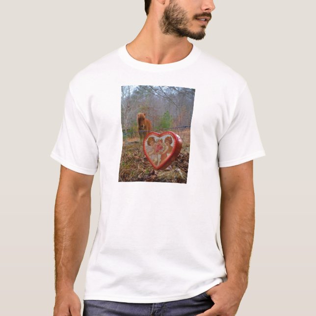 Valentine Heart  Miniature brown Horse T-Shirt (Front)