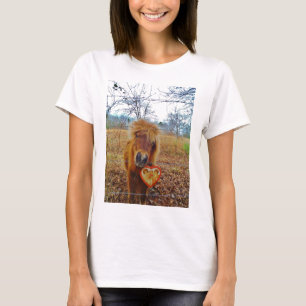 Valentine Heart  Miniature brown Horse T-Shirt
