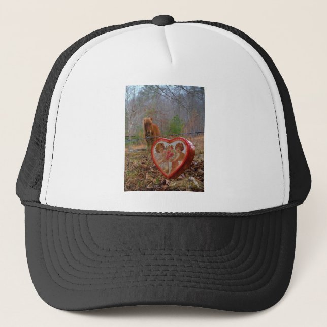 Valentine Heart  Miniature brown Horse Trucker Hat (Front)