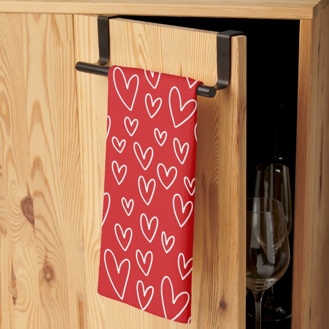 VALENTINE HEART Pattern Kitchen Towel (Thirds Fold)