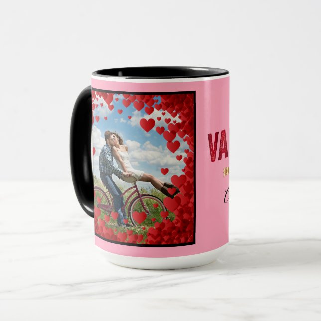Valentine Heart Personalise PHOTO TEMPLATE Gift Mug (Front Left)