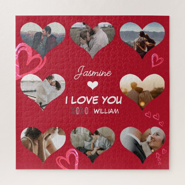 Valentine Heart Photo Collage XO I Love You Jigsaw Puzzle (Vertical)