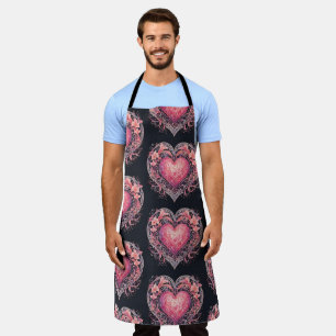 Valentine Heart Pink Love Flowers Ornaments Apron