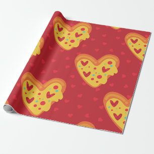 valentine heart pizza love italian food wrapping paper