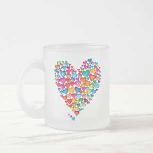 Valentine Heart Shape Watercolor Design-57393 Frosted Glass Coffee Mug