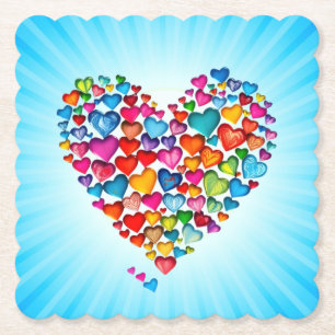Valentine Heart Shape Watercolor Design-57393 Paper Coaster