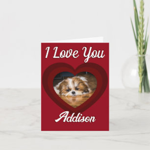 Valentine heart shih tzu love Custom photo name Card