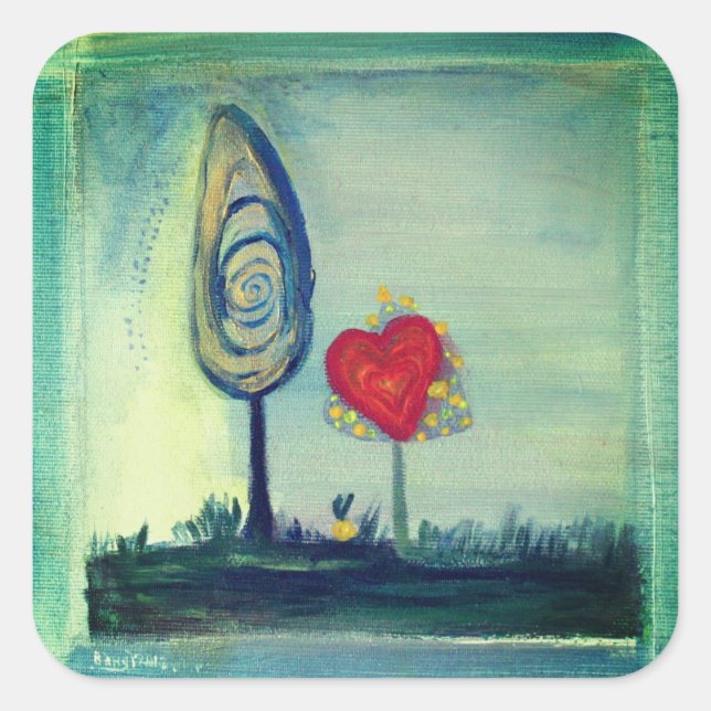 Valentine, Heart Sticker, Love and Romance Square Sticker (Front)