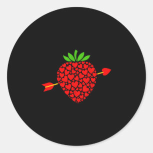 Valentine Heart Strawberry Arrow Funny Couple Roma Classic Round Sticker
