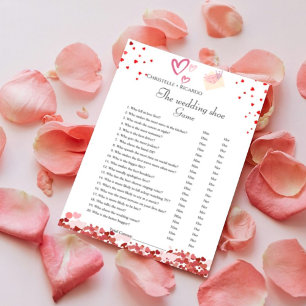 Valentine Heart Wedding shoe game party game Card