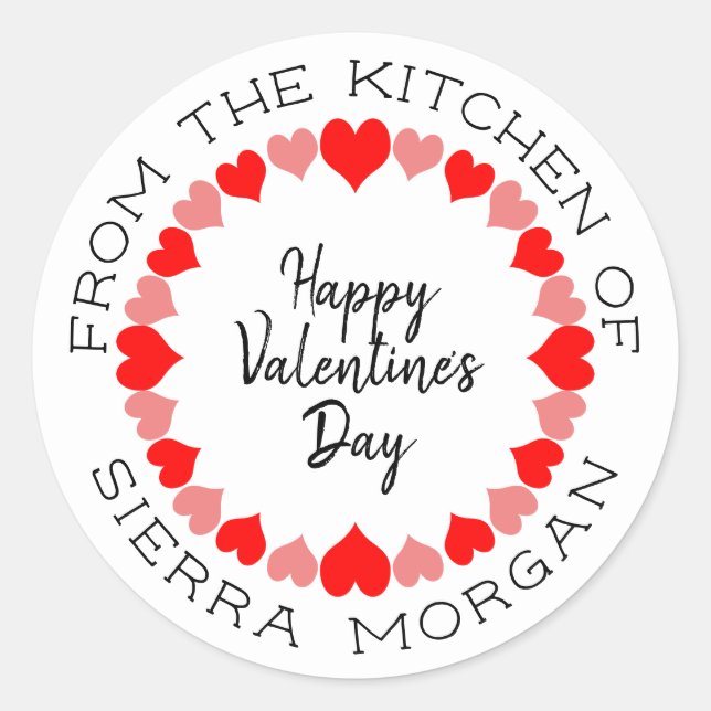 Valentine Heart Wreath Kitchen Treats Gift Label (Front)
