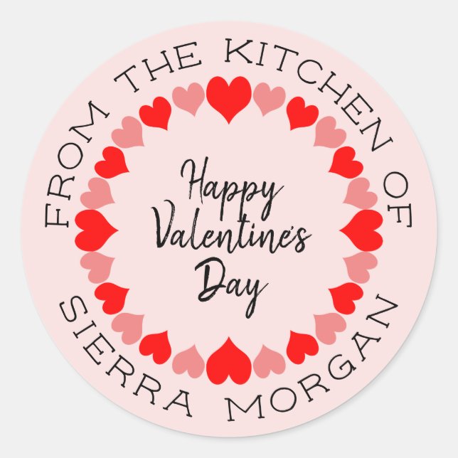 Valentine Heart Wreath Kitchen Treats Gift Label (Front)