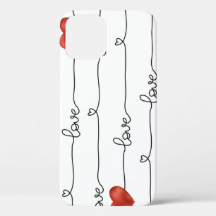 Valentine Hearts: 3D Line Design iPhone 12 Case