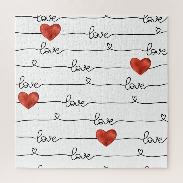 Valentine Hearts: 3D Line Design Jigsaw Puzzle (Vertical)