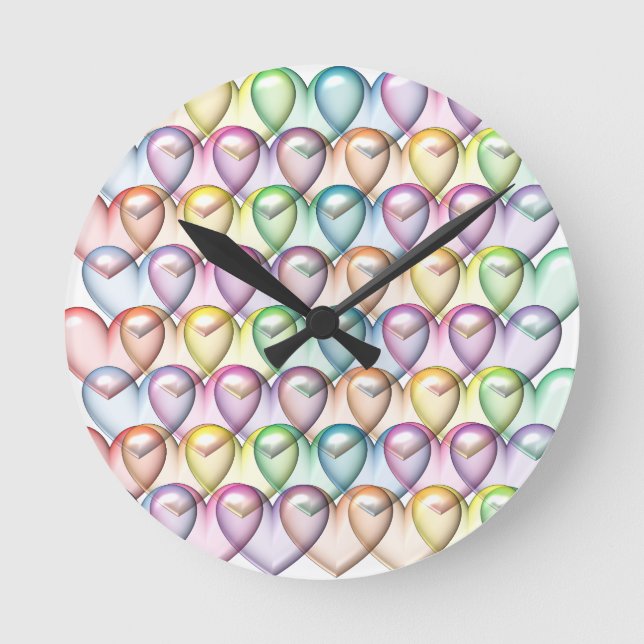 valentine hearts 3d valentine s day round clock (Front)