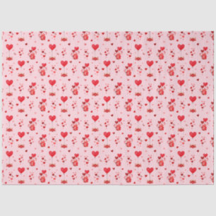 Valentine Hearts and Balloons on Pink Tissue Paper