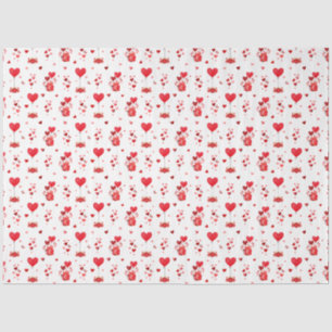 Valentine Hearts and Balloons on White Tissue Paper