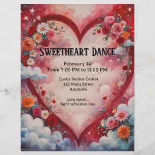 Valentine Hearts and Flowers in the Clouds Dance