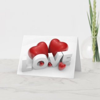 Valentine hearts and love word holiday card