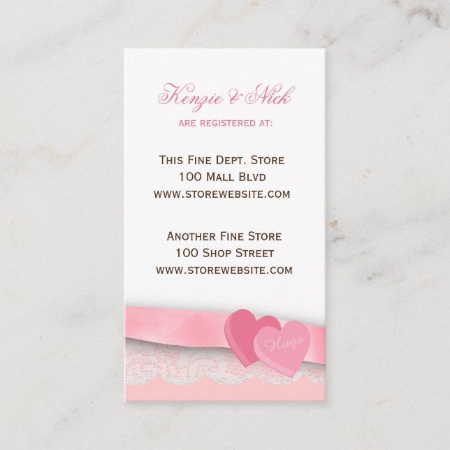 Valentine Hearts Bridal Registry Card (Front)