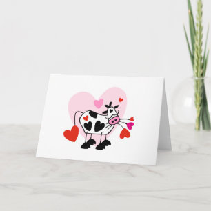 Valentine Hearts Cow Holiday Card