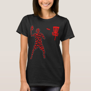 Valentine Hearts Cute Disc Golf Player Shape Match T-Shirt