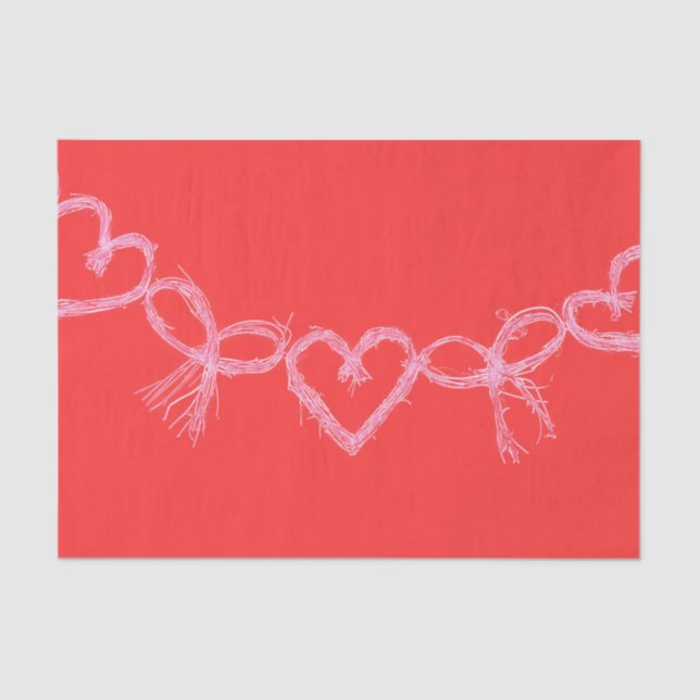 Valentine Hearts Cute Red White Decoupage Tissue Paper (Front)