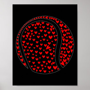 Valentine Hearts Cute Tennis Player Shape Matching Poster