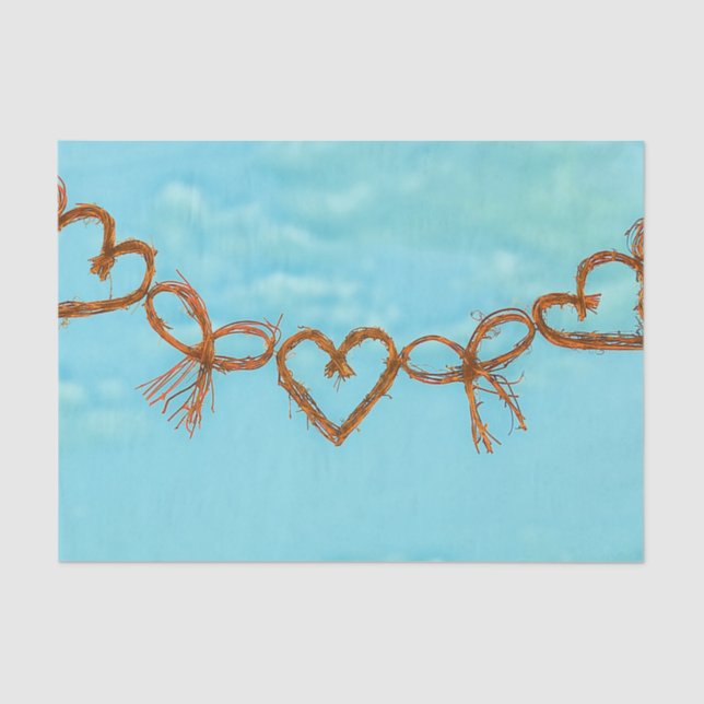 Valentine Hearts Cute Whimsical Teal Decoupage Tissue Paper (Front)