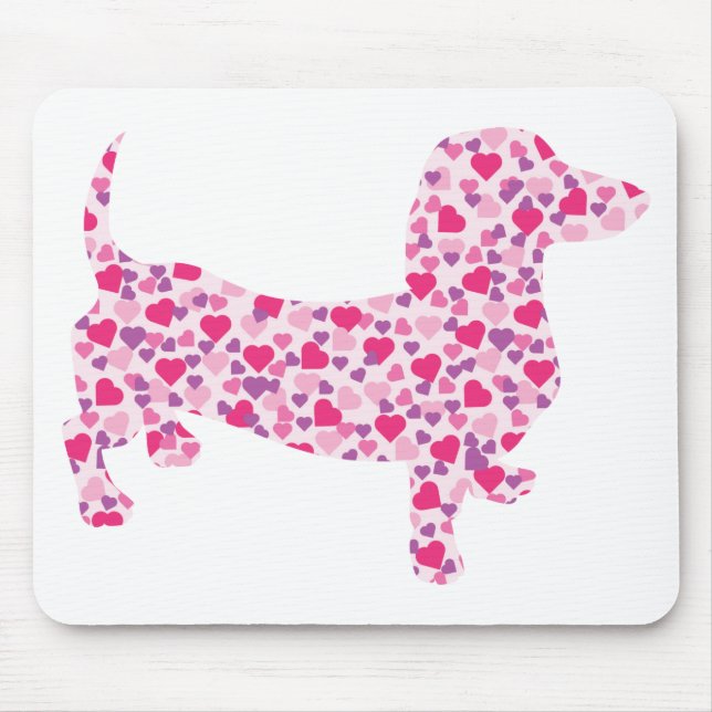 Valentine Hearts Dachshund Mouse Mat (Front)