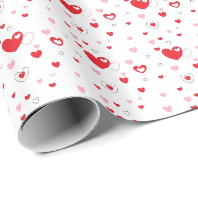 Valentine Hearts Design Gift Wrap Wrapping Paper (Roll Corner)