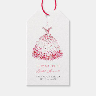 Valentine Hearts Dress Bow Elegant Bridal Shower Gift Tags