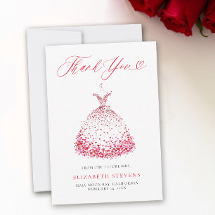 Valentine Hearts Dress Whimsical Art Bridal Shower Thank You Card