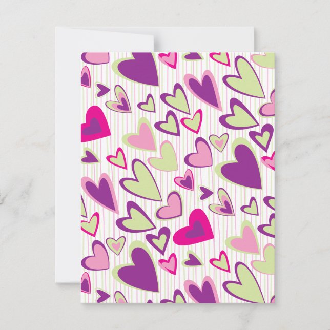 Valentine Hearts Flat Card Template (Front)