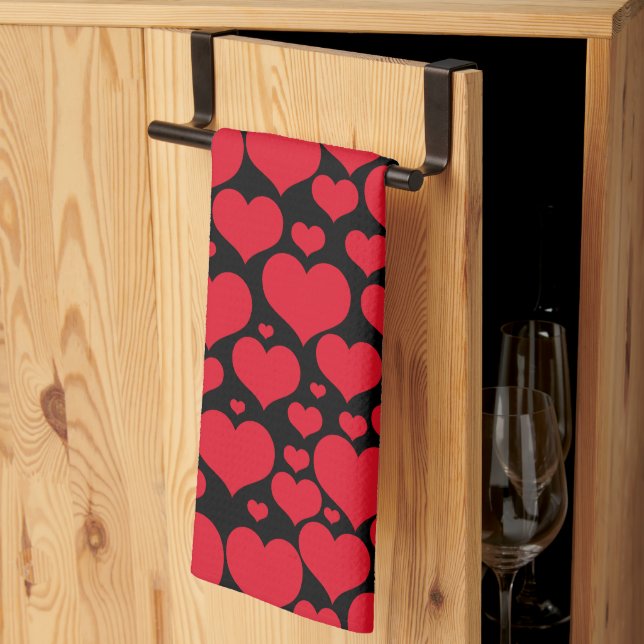 Valentine Hearts Kitchen Towel (Thirds Fold)