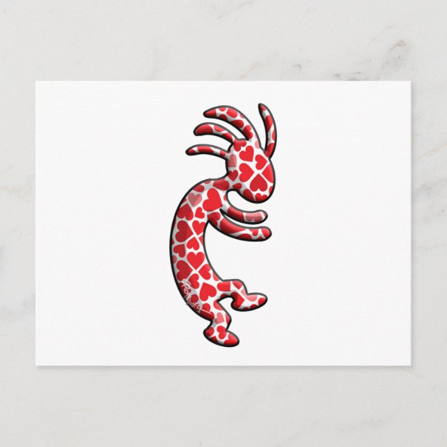 Valentine Hearts Kokopelli Holiday Postcard (Front)
