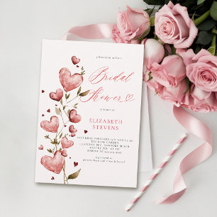 Valentine Hearts Love Garden Pink Bridal Shower Invitation