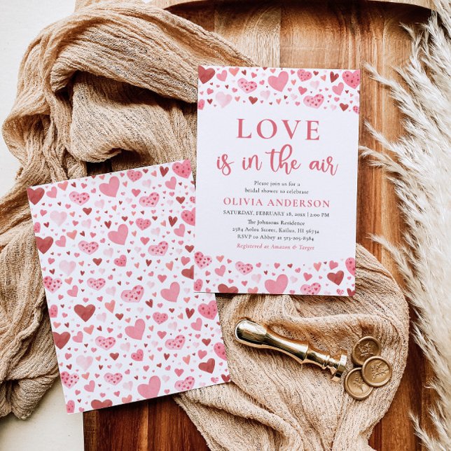 Valentine Hearts Love is in the Air Bridal Shower Invitation (Creator Uploaded)
