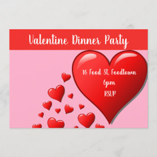 Valentine hearts modern dinner party invitation