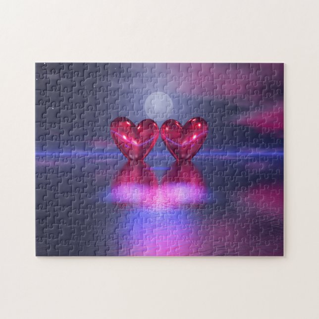 Valentine Hearts Night Beats Jigsaw Puzzle (Horizontal)