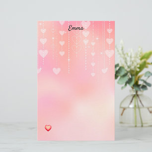 Valentine Hearts on a String Stationery