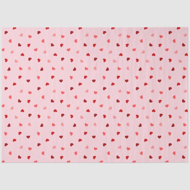 Valentine Hearts on Pink Tissue Paper (Front)